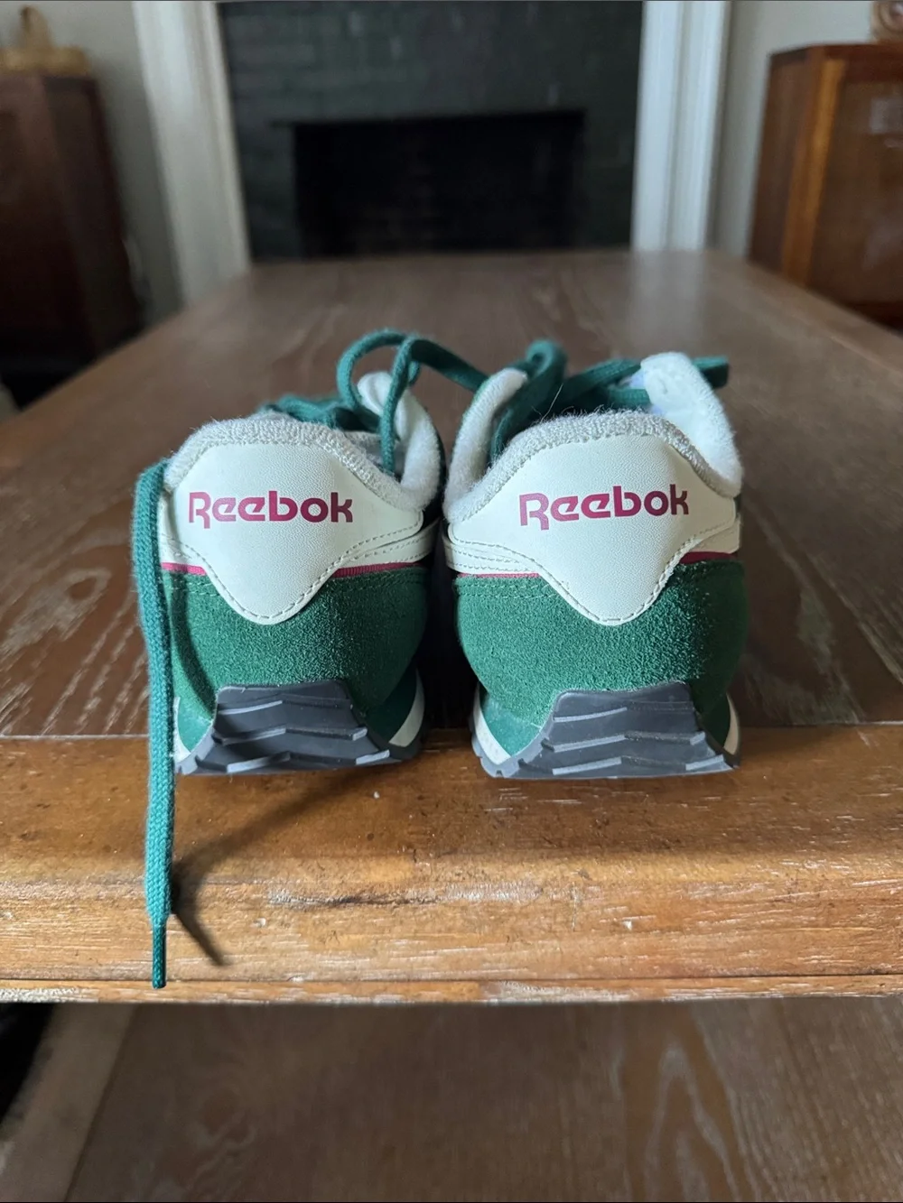 Reebok Green and White Low-Top Sneakers
